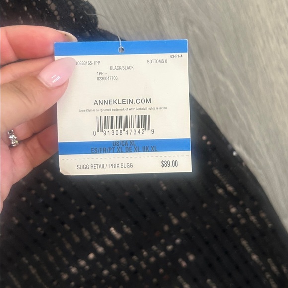 VINTAGE Anne Klein 2 Piece Black Sequin Cardigan With Matching Pants Set Sz XL - Picture 10 of 12